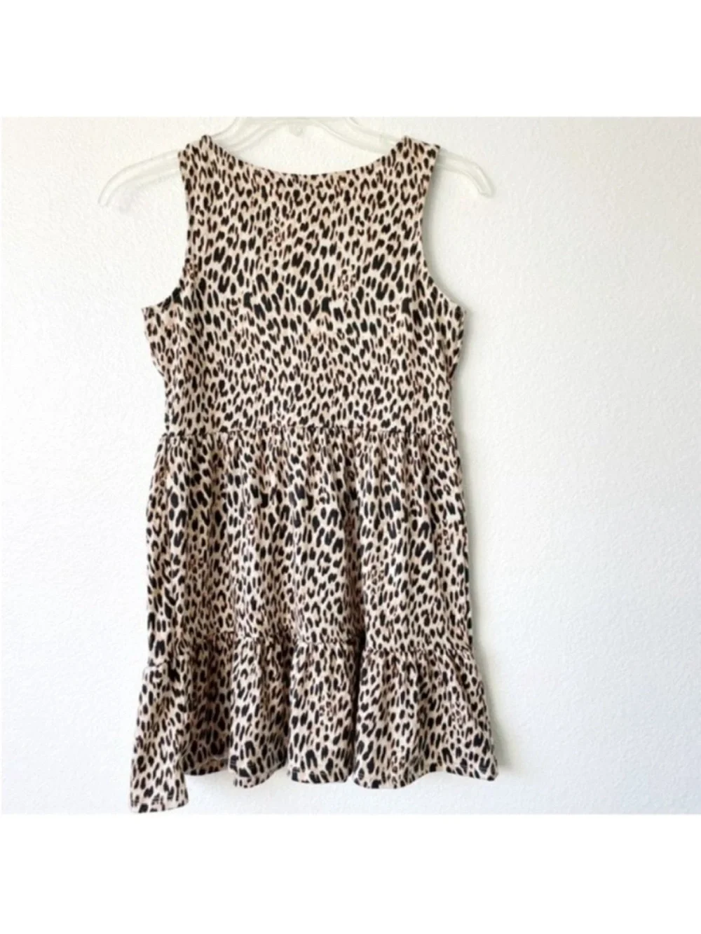 Girls tiered cheetah dress sleeveless mini brown black tan